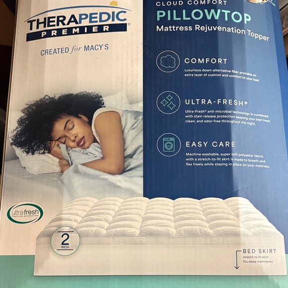 Therapedic Premier White Pillowtop Mattress Topper - Picture 1 of 4